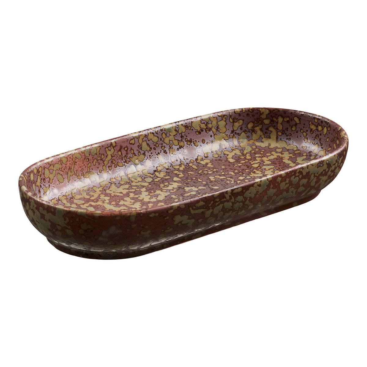 Tablett – Keramik Dunkelbraun/Dunkelgrün, 11 × 23,5 × 3,5 cm von Luiva Living