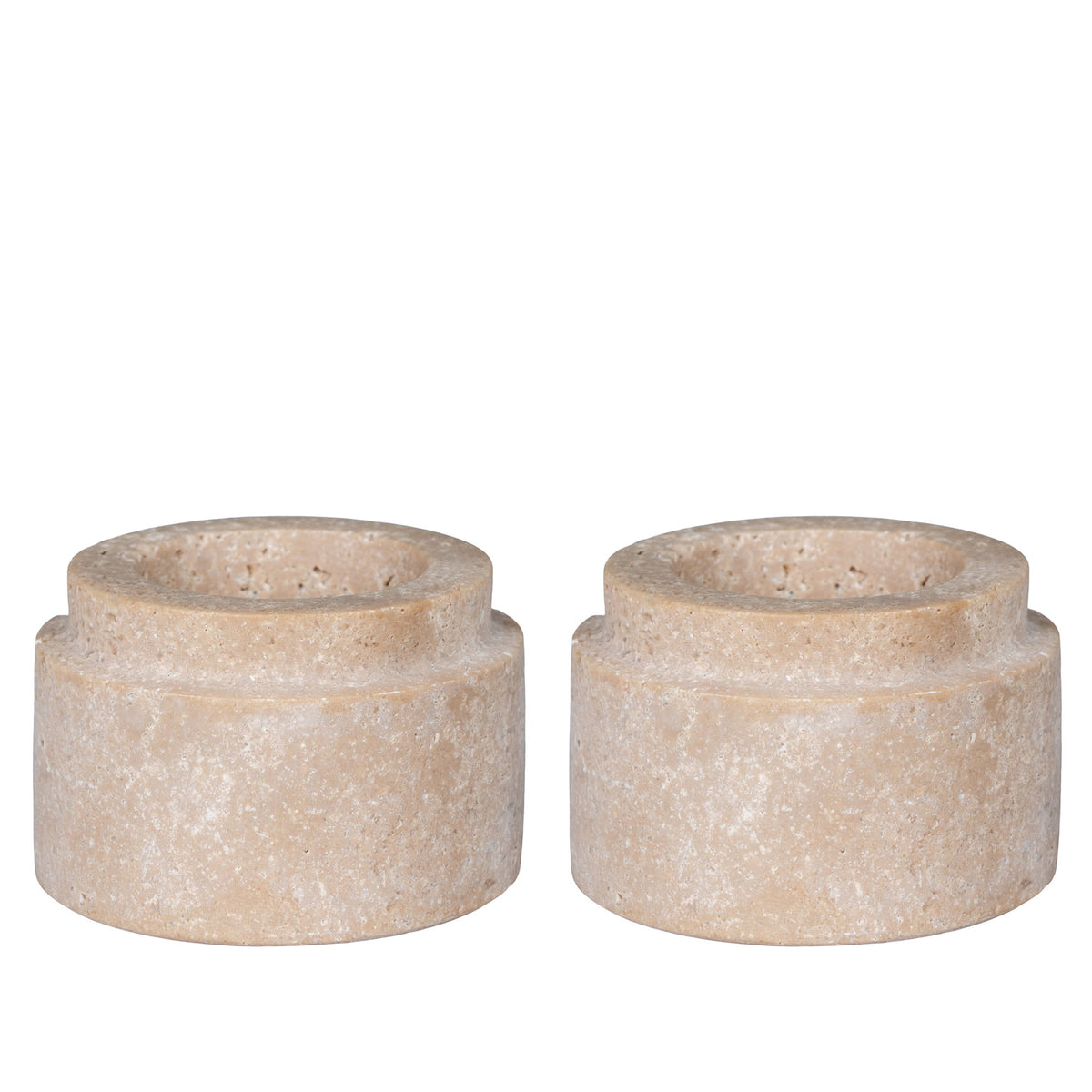 Teelichthalter 2er-Set – Travertin Natur – Ansicht 2