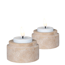 Teelichthalter 2er-Set – Travertin Natur von Luiva Living