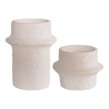 Kerzenhalter 2er-Set – Zement Weiß, 10,6  × 10,8  × 8,2  cm von Luiva Living