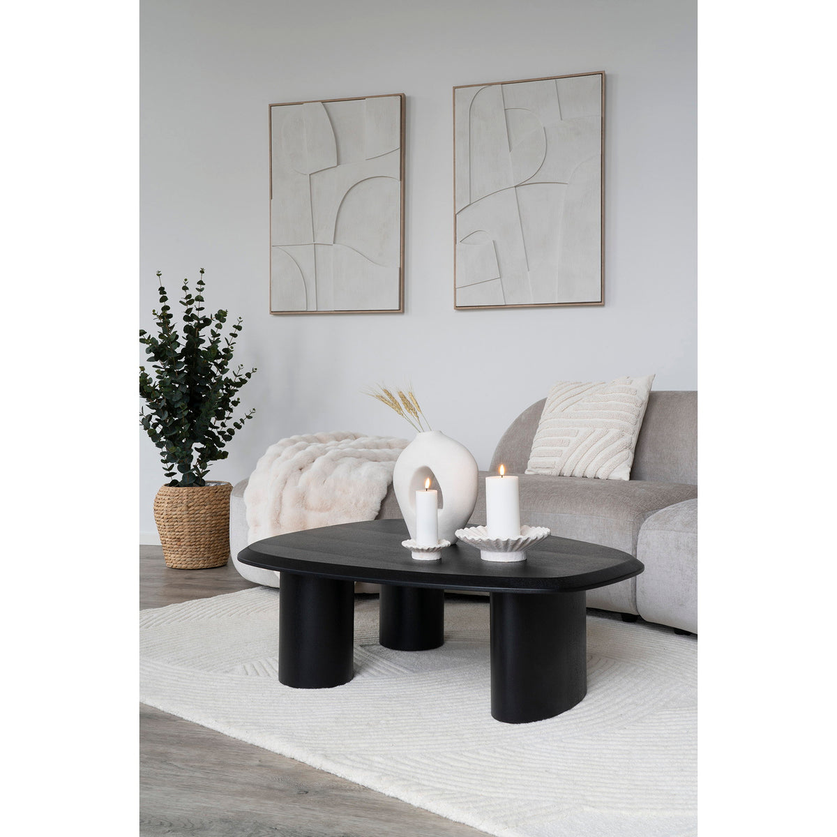 Kerzenhalter 2er-Set – Zement Weiß, 11,1 × 11,1 × 4,3 cm – Ansicht 8