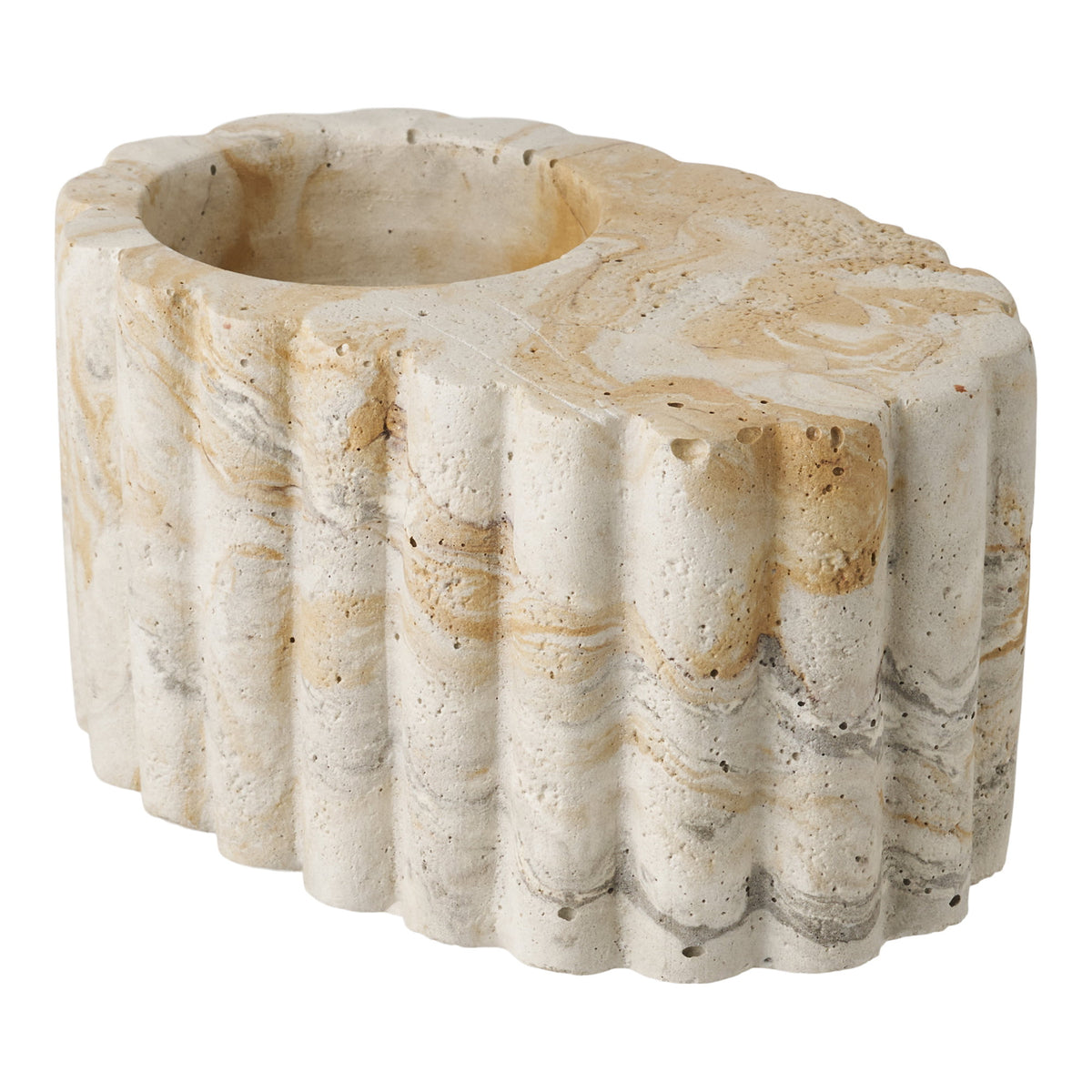 Teelichthalter – Zement Braun/Beige, ø 10,5 × 6 cm – Ansicht 2