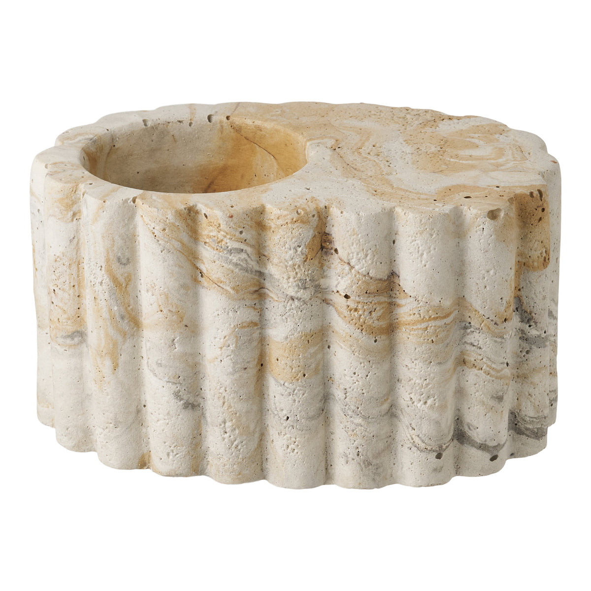 Teelichthalter – Zement Braun/Beige, ø 10,5 × 6 cm von Luiva Living