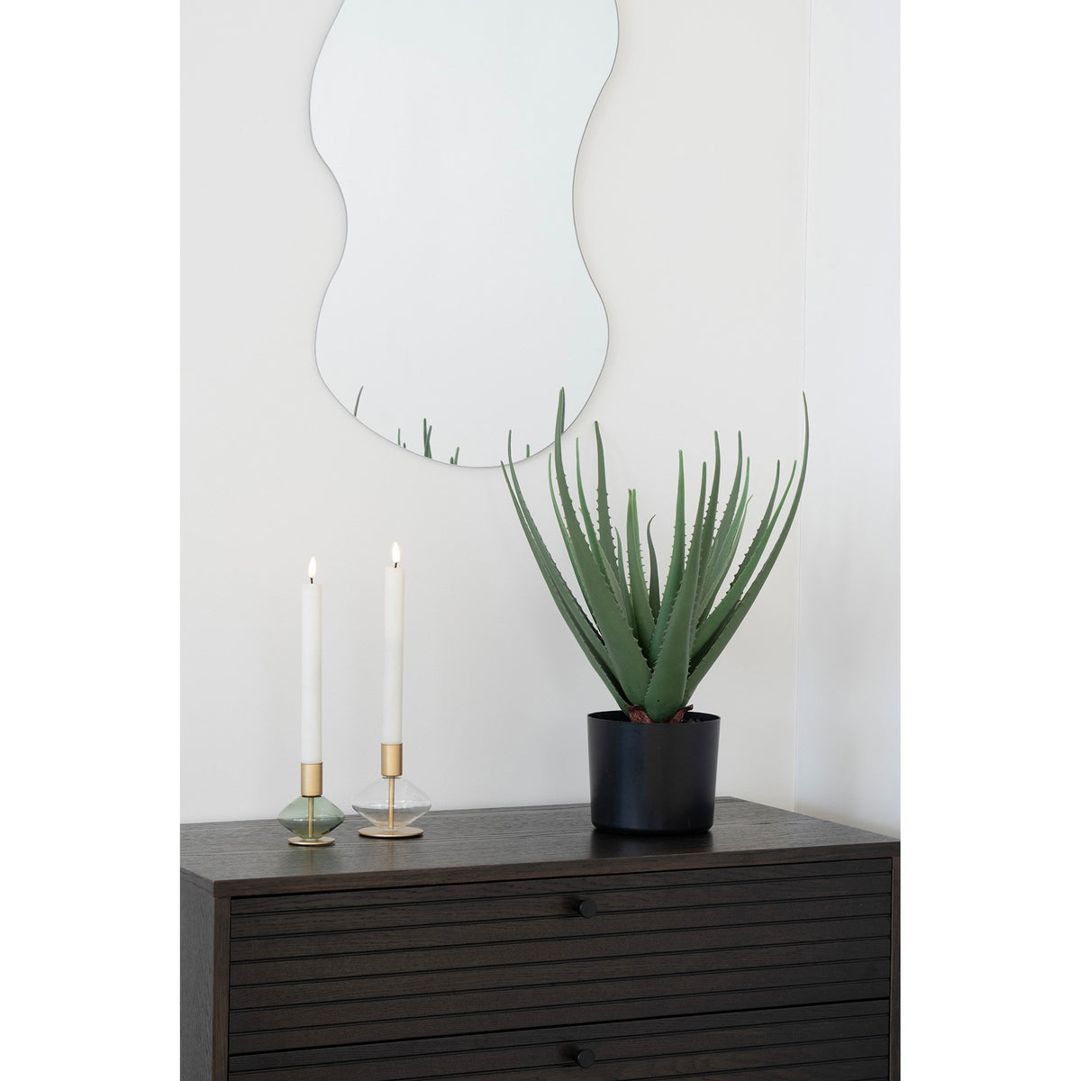 Kerzenhalter 2er-Set – Glas/Metall Klar/Grün – Ansicht 3