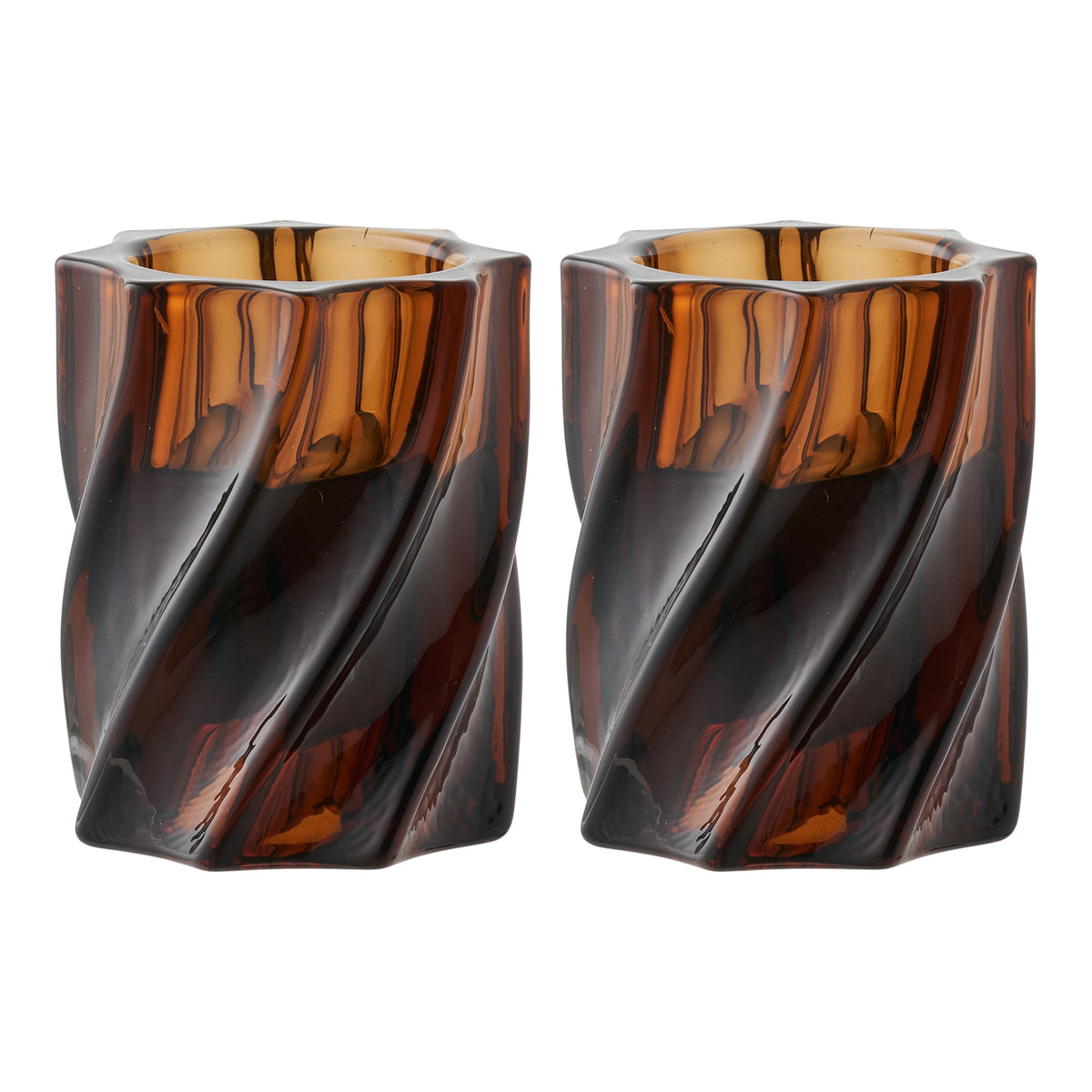 Kerzenhalter 2er-Set – Glas Rauchbraun von Luiva Living