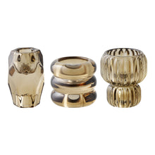 Kerzenhalter 3er-Set – Glas Rauchbraun von Luiva Living