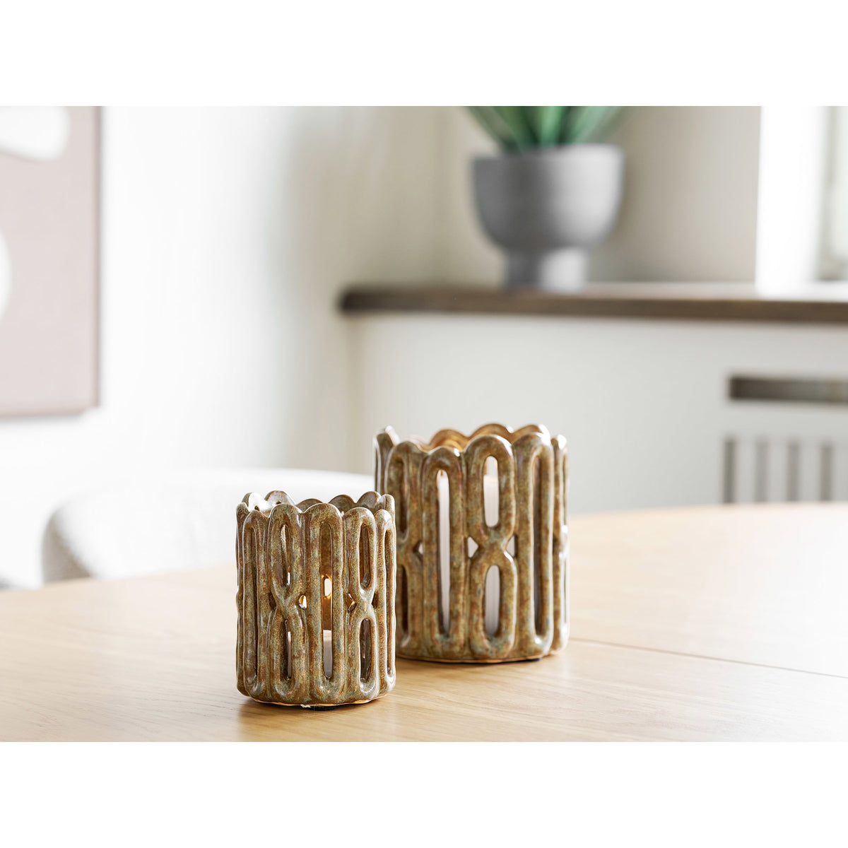 Kerzenhalter 2er-Set – Keramik Braun – Ansicht 7