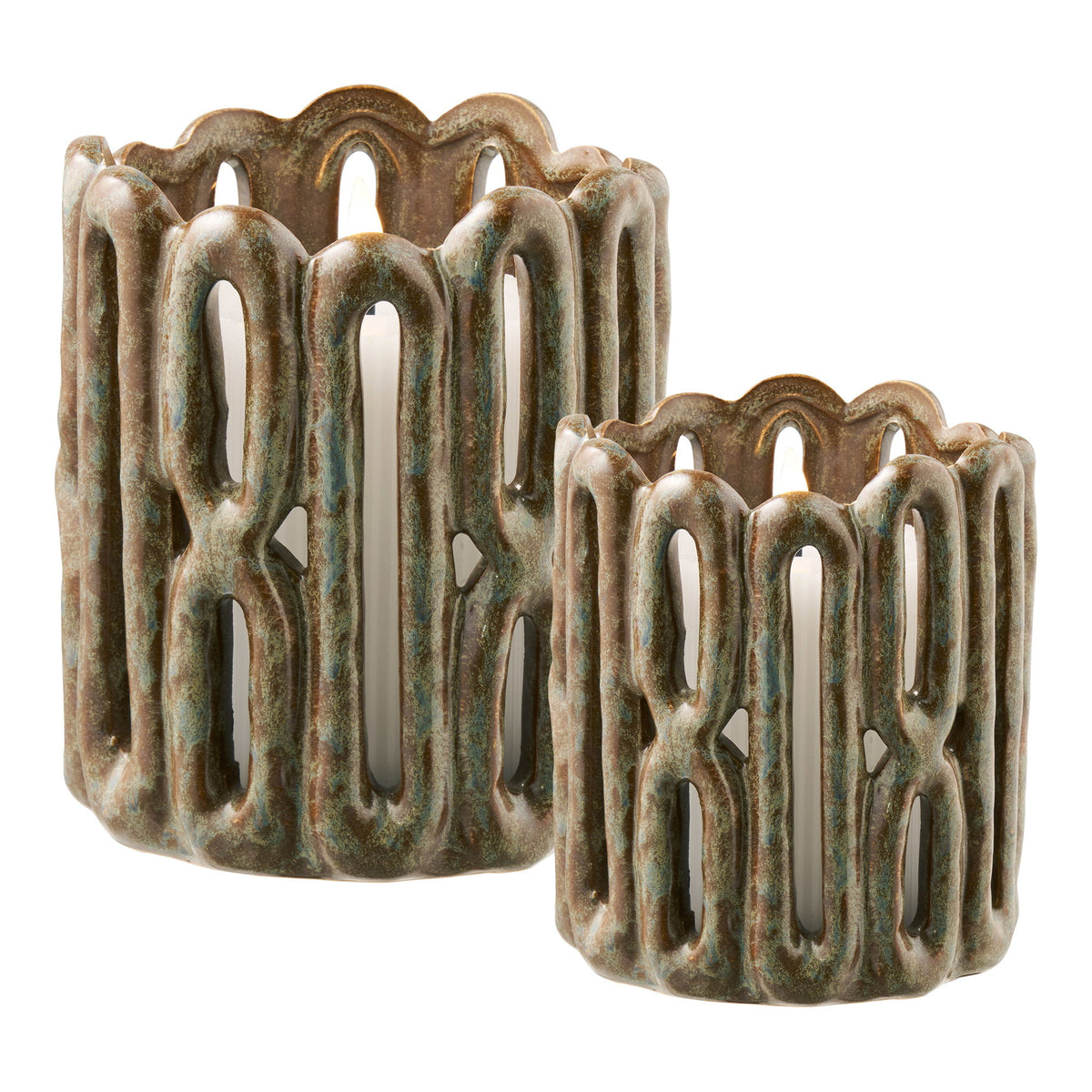 Kerzenhalter 2er-Set – Keramik Braun – Ansicht 6