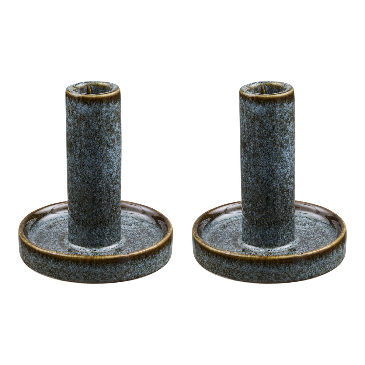 Kerzenhalter 2er-Set – Keramik Blau von Luiva Living