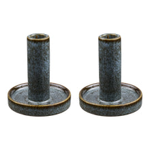 Kerzenhalter 2er-Set – Keramik Blau von Luiva Living