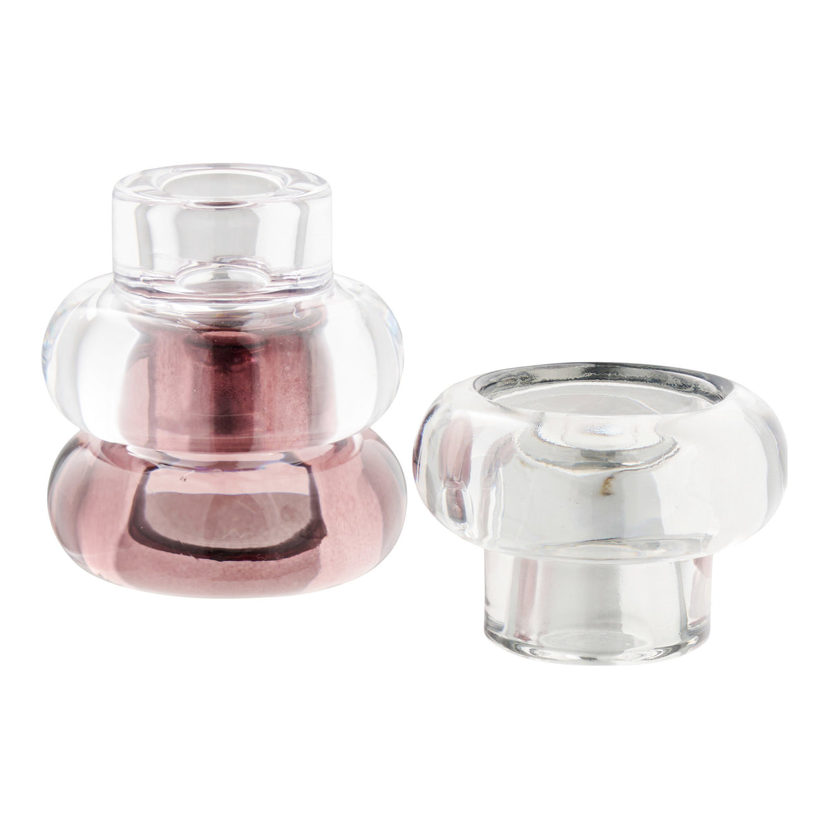 Kerzenhalter 3er-Set – Glas Klar/Rauchgrau/Bordeauxrot – Ansicht 5