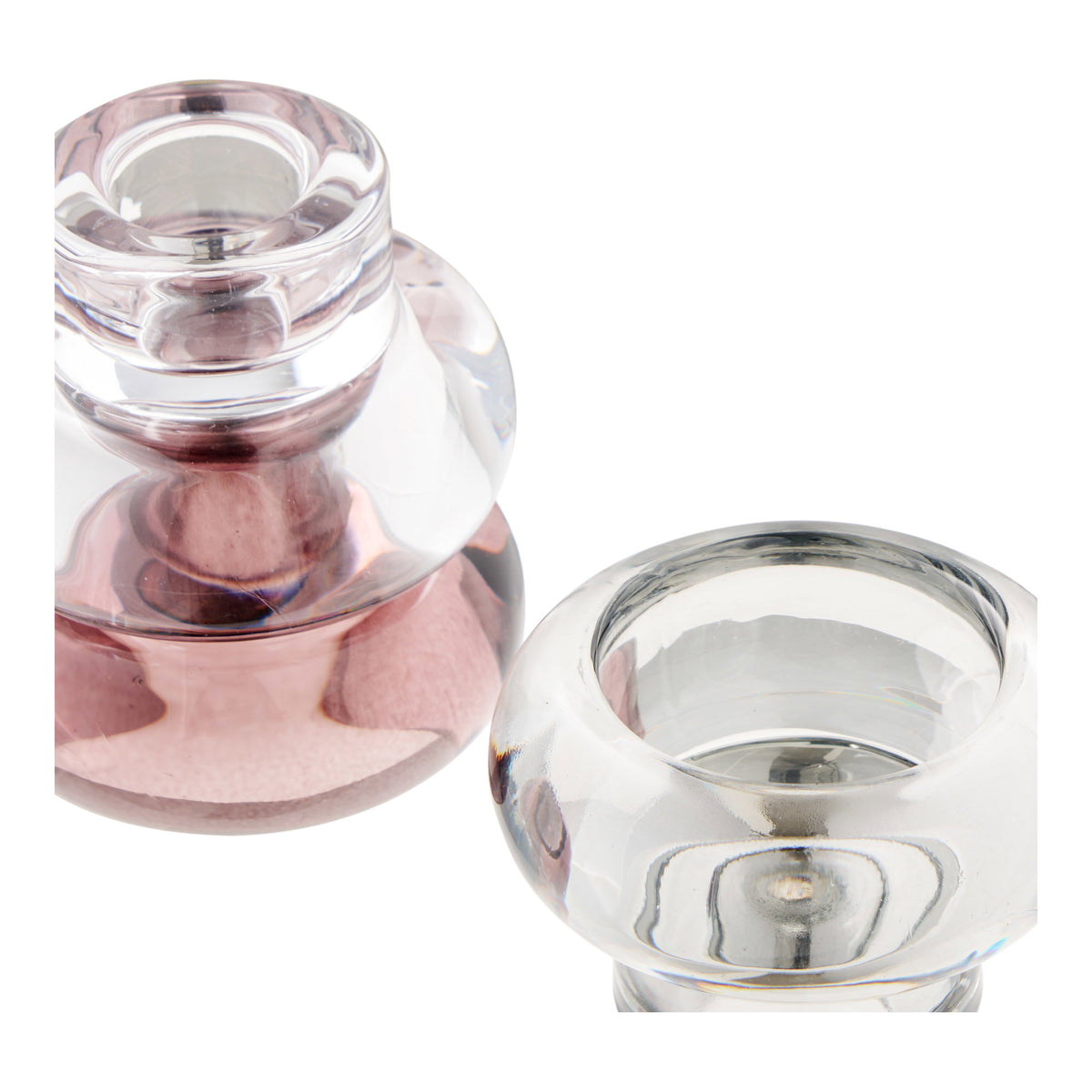Kerzenhalter 3er-Set – Glas Klar/Rauchgrau/Bordeauxrot – Ansicht 7