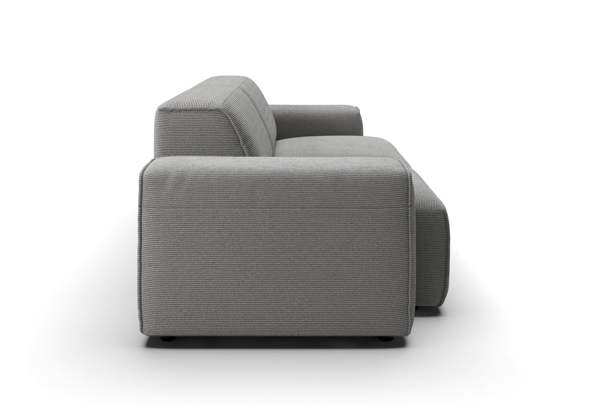 Lund 2,5-Sitzer-Sofa in Feincord Grau – Seitenansicht