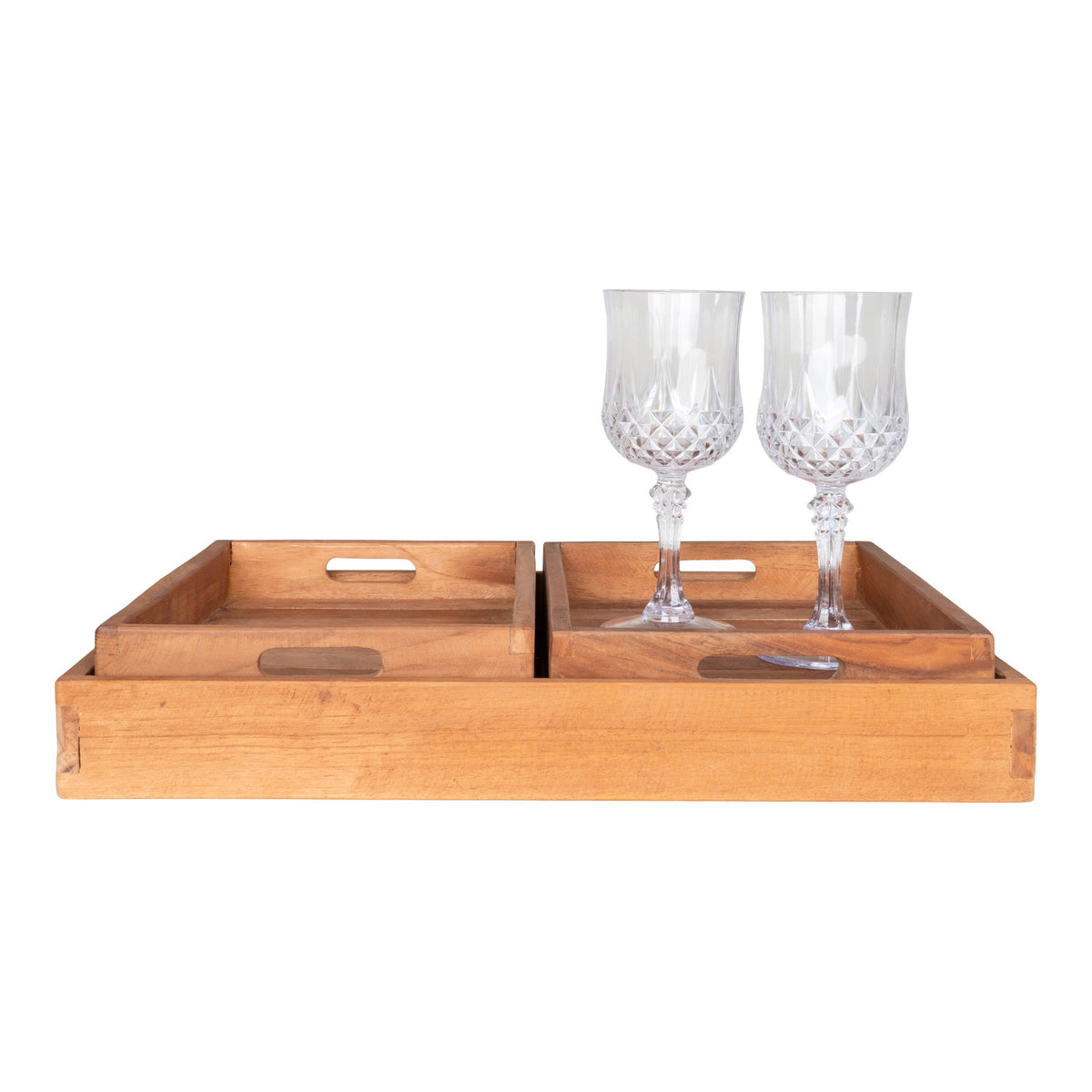 Vera Tablett 3er-Set – Teak Natur – Ansicht 2