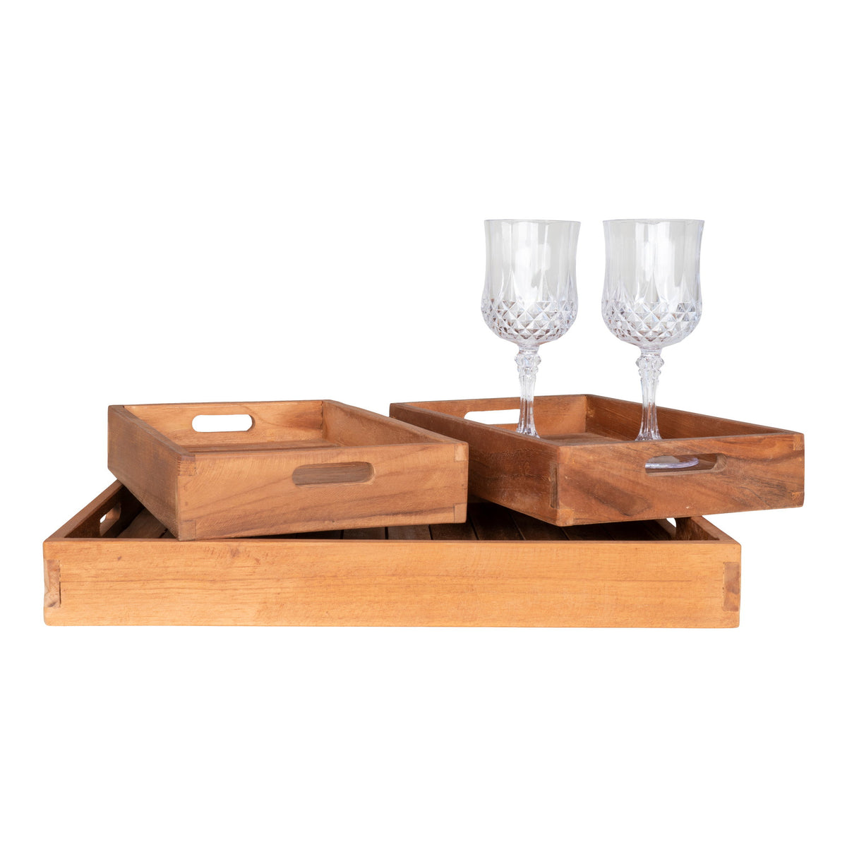 Vera Tablett 3er-Set – Teak Natur – Ansicht 3
