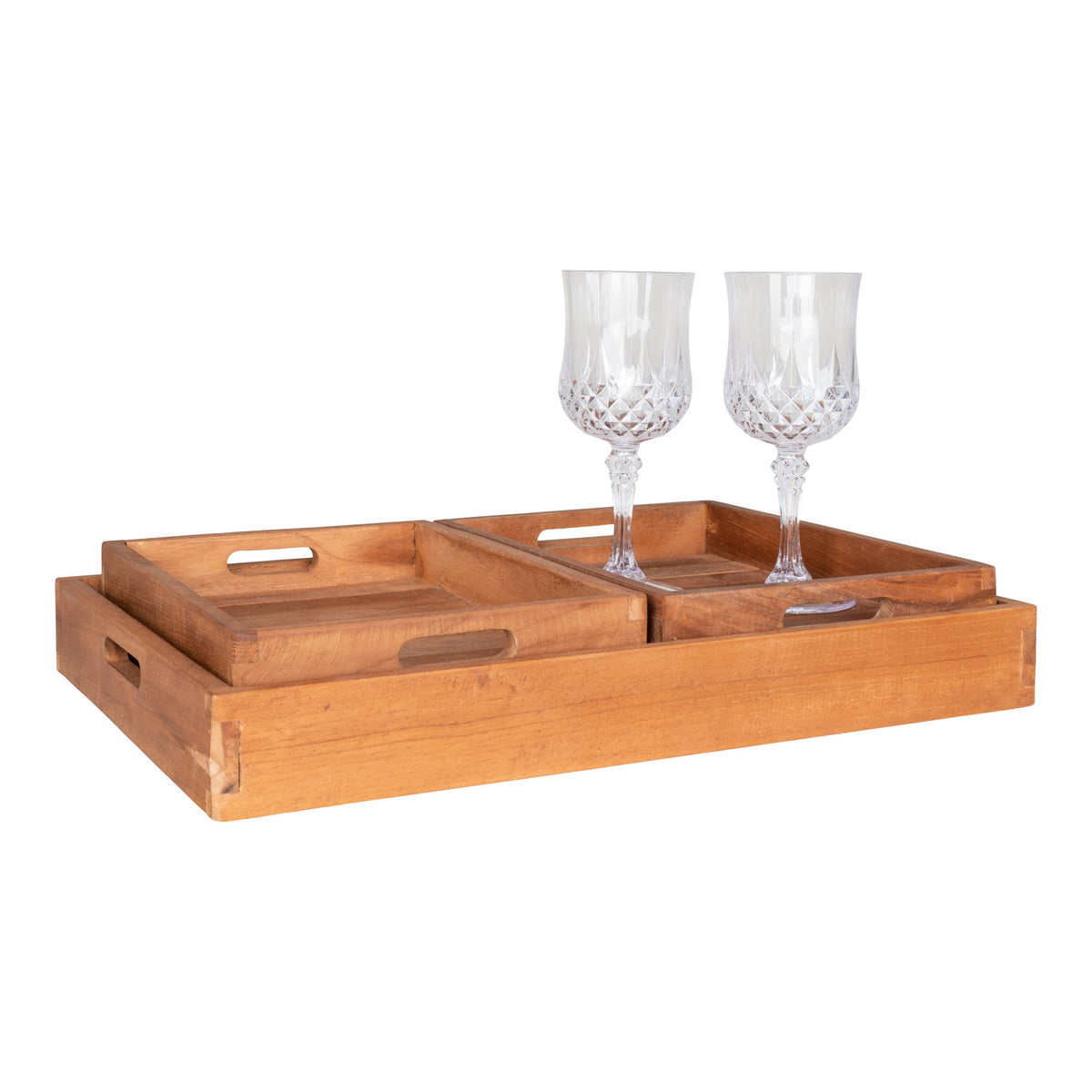 Vera Tablett 3er-Set – Teak Natur von Luiva Living