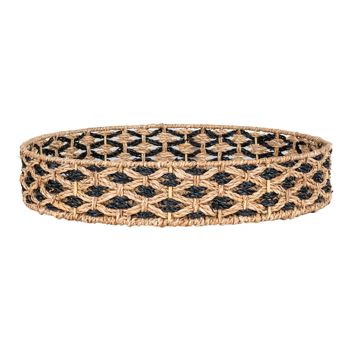 Brisa Tablett – Seegras Natur/Schwarz, ø 38 cm von Luiva Living