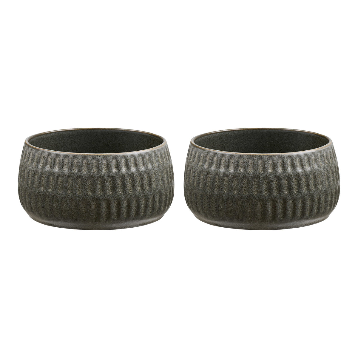 Jara Schale 2er-Set – Keramik Moosgrau, ø 14 × 7,5 cm von Luiva Living