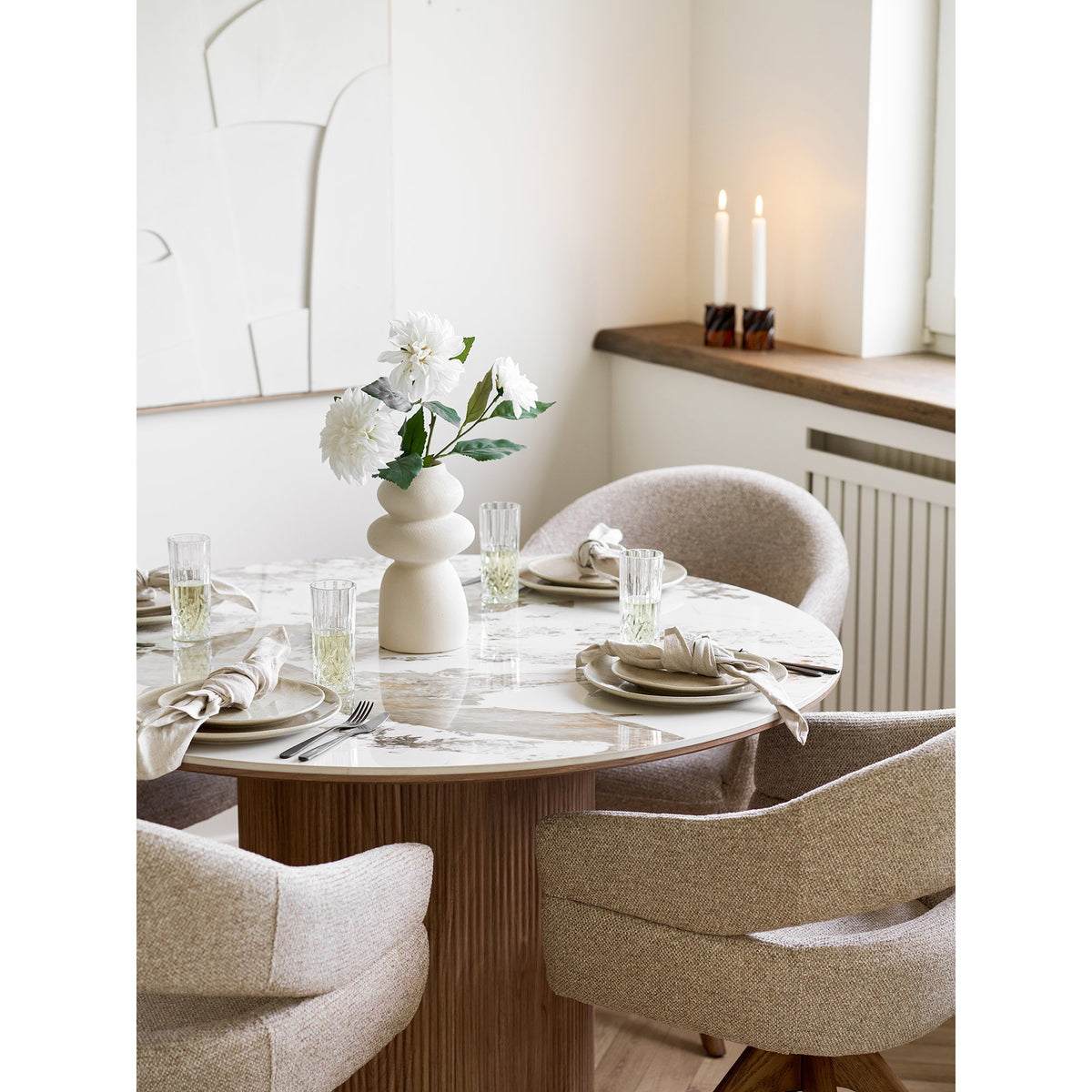 Nala Frühstücksteller 4er-Set – Keramik Beige, ø 21 cm – Ansicht 5