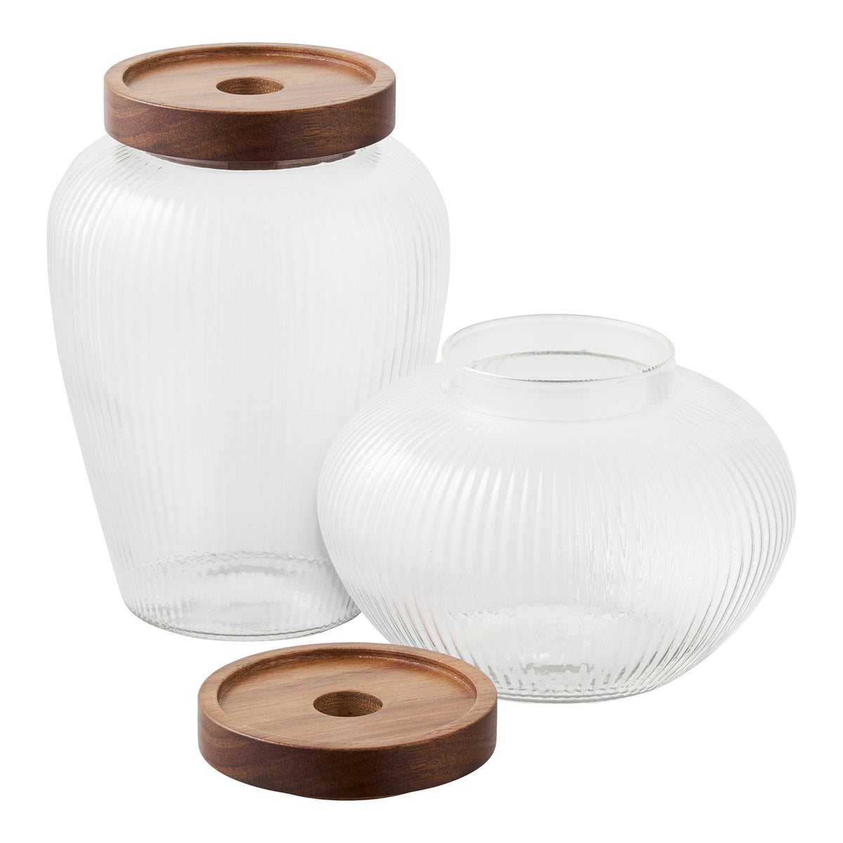 Nelio Vorratsglas 2er-Set – Glas/Akazie – Ansicht 2
