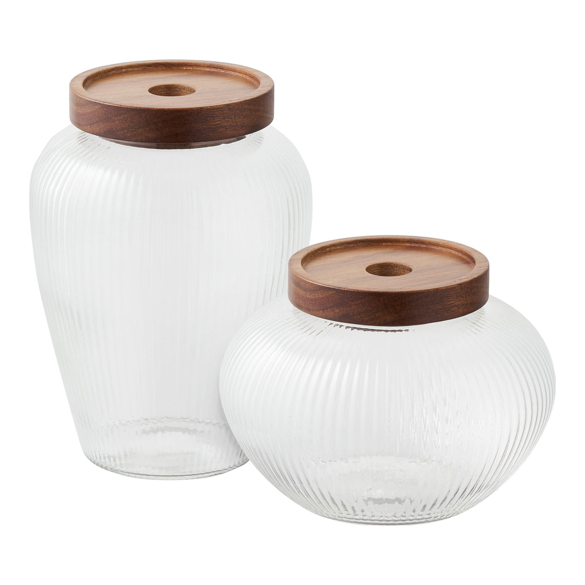 Nelio Vorratsglas 2er-Set – Glas/Akazie von Luiva Living