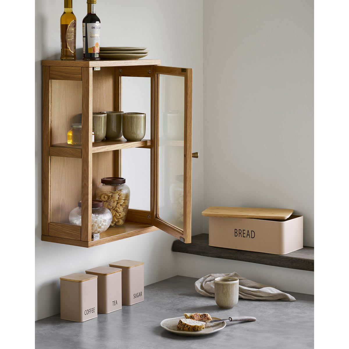 Tjorven Brotkasten 4er-Set mit 3 Dosen – Metall/Bambus Beige – Ansicht 7