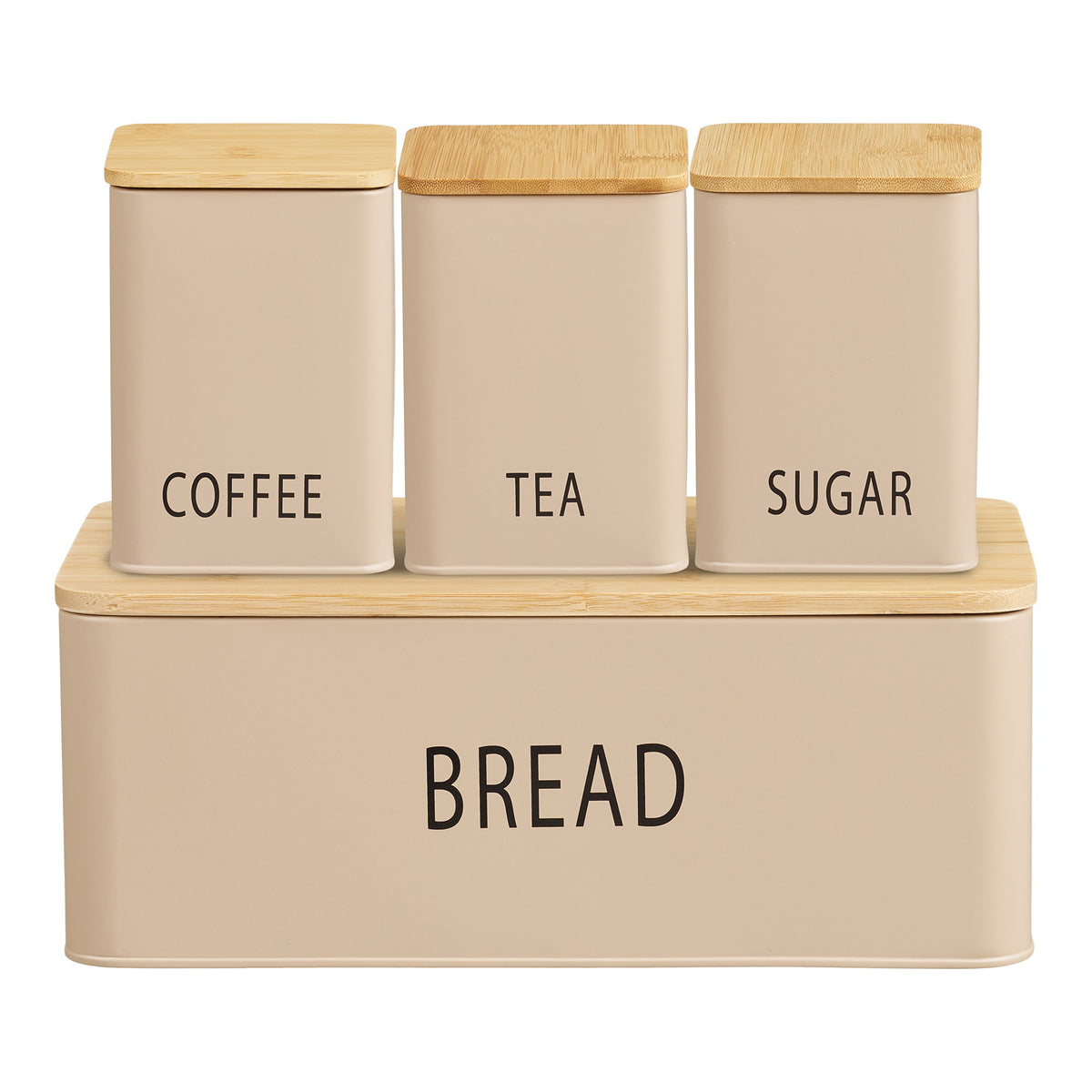 Tjorven Brotkasten 4er-Set mit 3 Dosen – Metall/Bambus Beige von Luiva Living