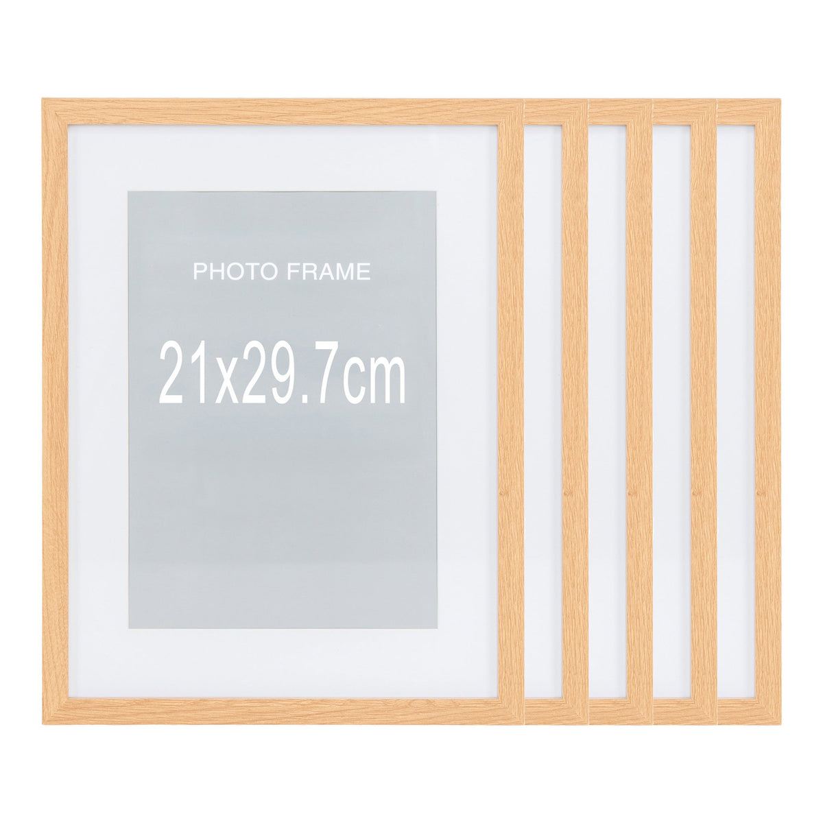 Alf Bilderrahmen 5er-Set – MDF/Glas Natur, 21 × 29,7 cm – Ansicht 3