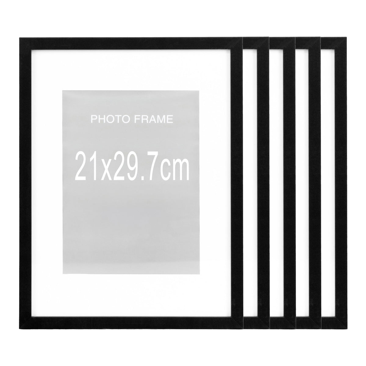 Alf Bilderrahmen 5er-Set – MDF/Glas Schwarz, 21 × 29,7 cm – Ansicht 3