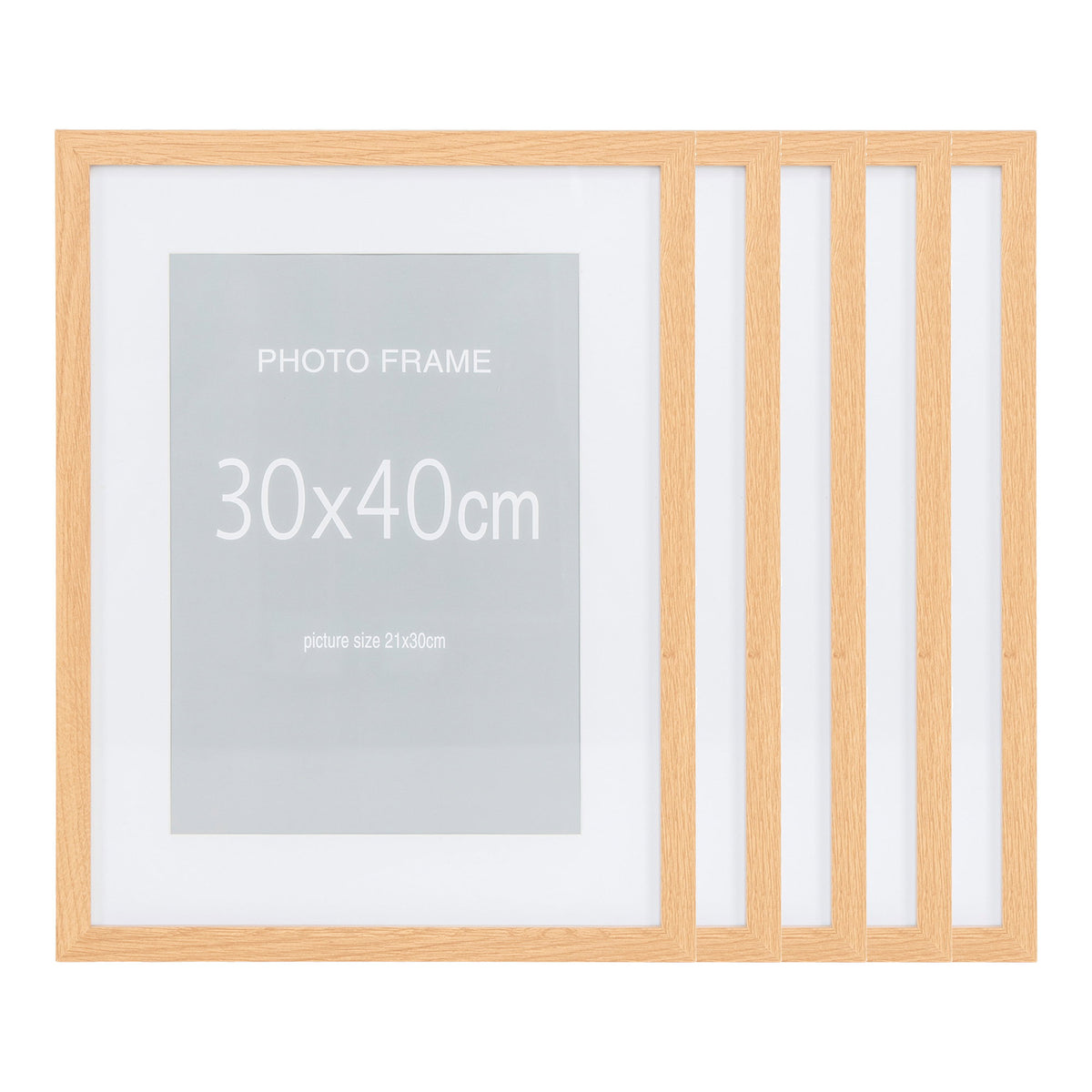 Alf Bilderrahmen 5er-Set – MDF/Glas Natur, 30 × 40 cm – Ansicht 3