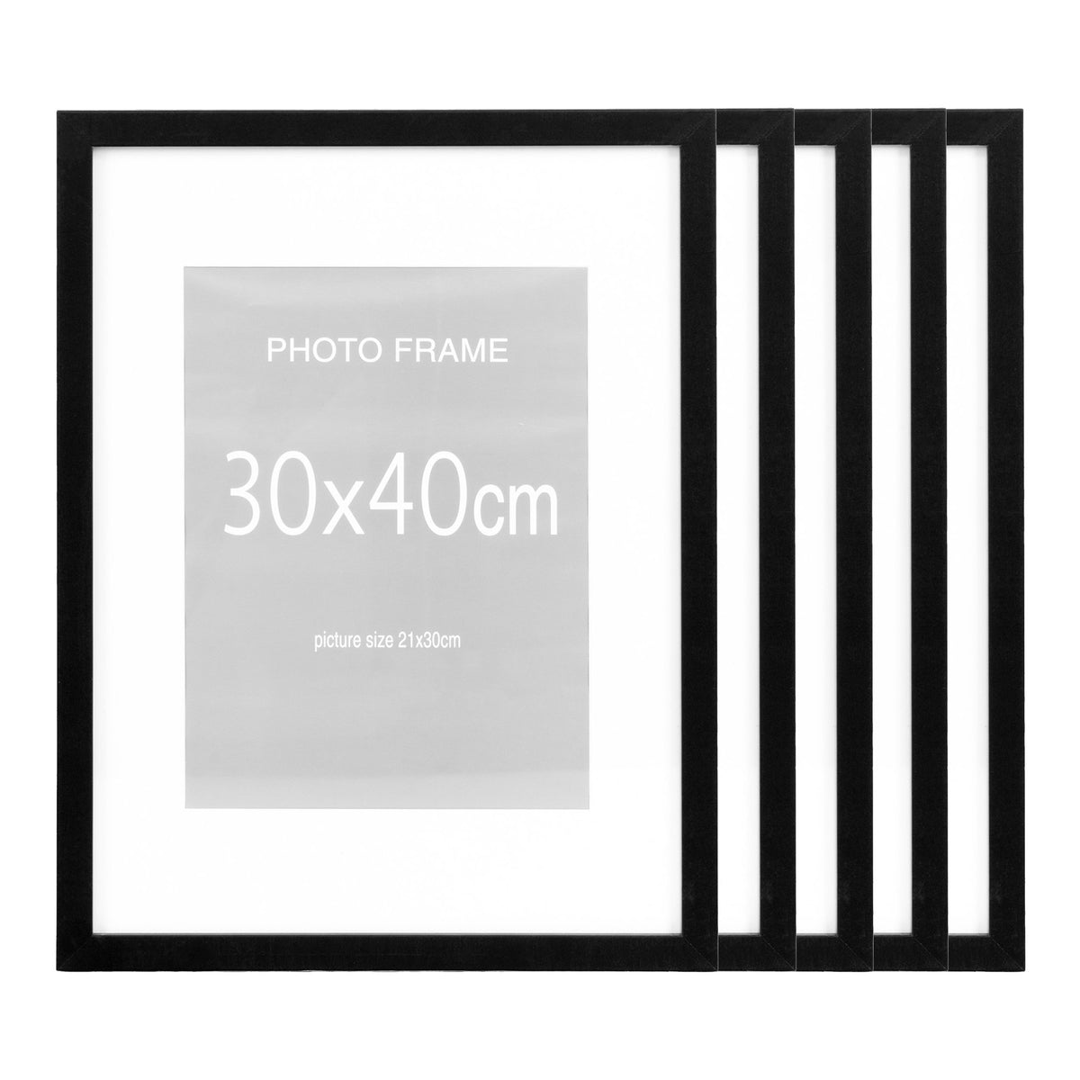 Alf Bilderrahmen 5er-Set – MDF/Glas Schwarz, 30 × 40 cm – Ansicht 3