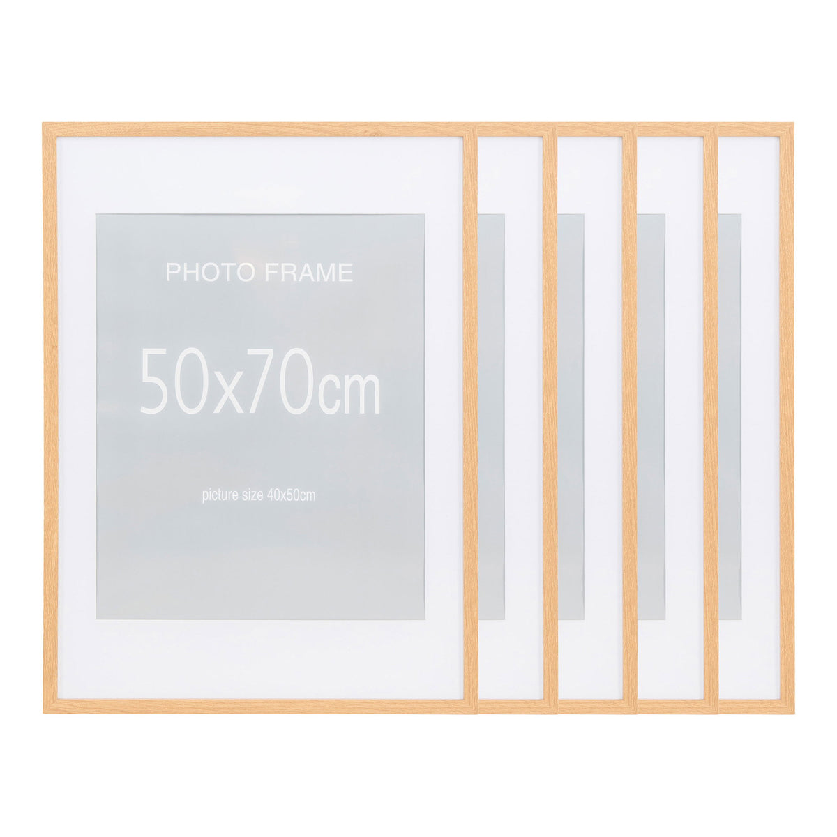 Alf Bilderrahmen 5er-Set – MDF/Glas Natur, 50 × 70 cm – Ansicht 3