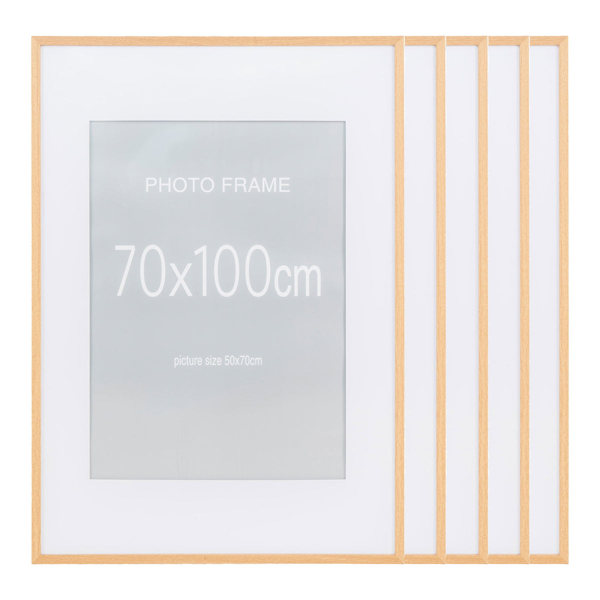 Alf Bilderrahmen 5er-Set – MDF/Glas Natur, 70 × 100 cm – Ansicht 3
