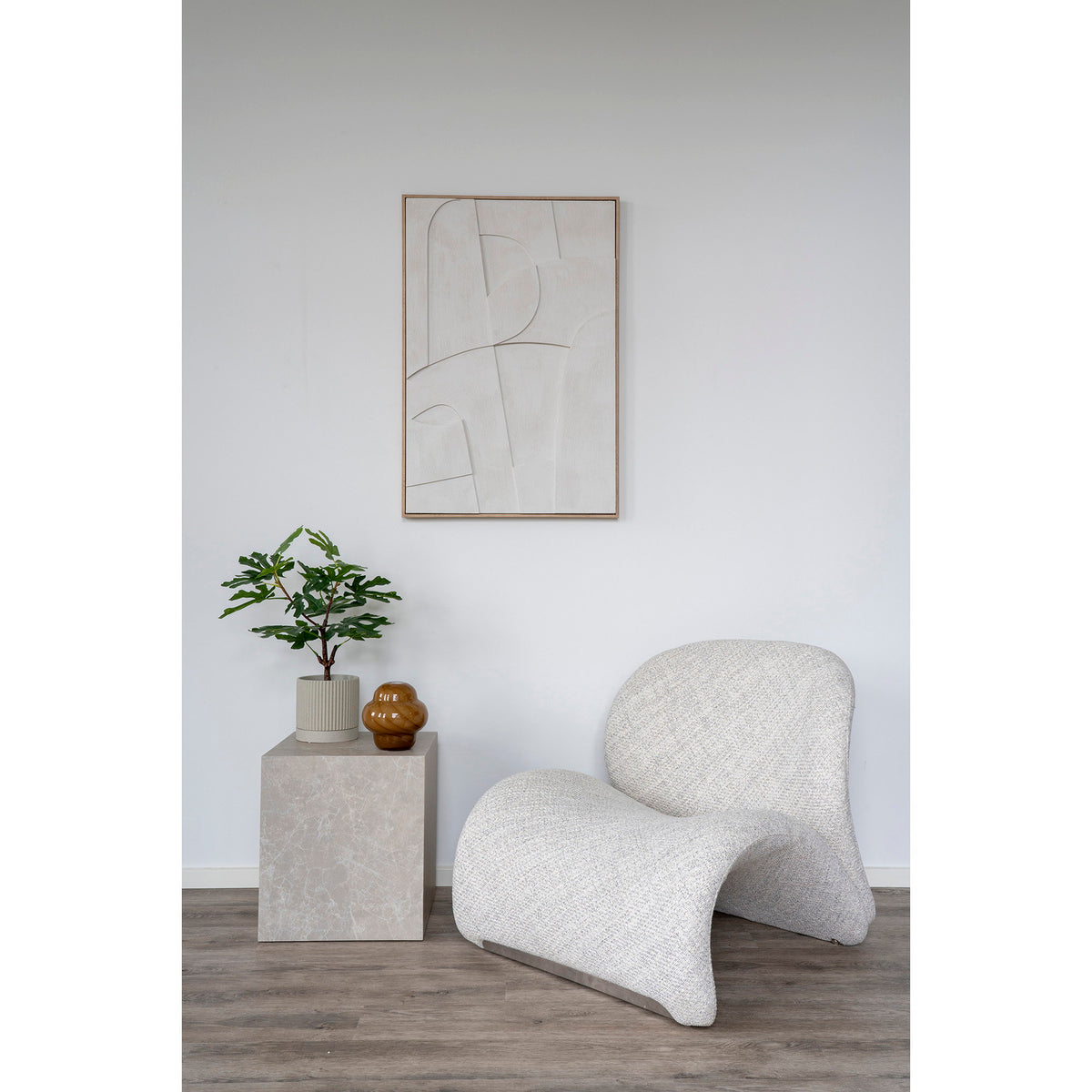 Cara Nr. 1 Relief-Wandbild – Weiß, 60 × 90 cm – Ansicht 5