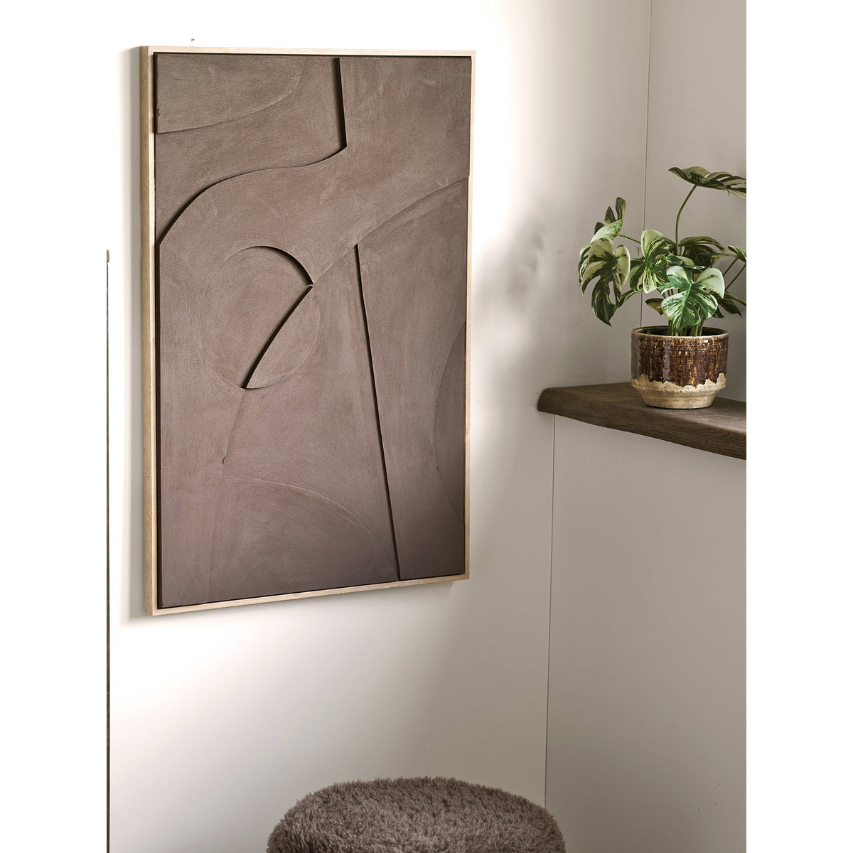 Theo Nr. 2 Relief-Wandbild – Braun, 60 × 90 cm – Ansicht 5