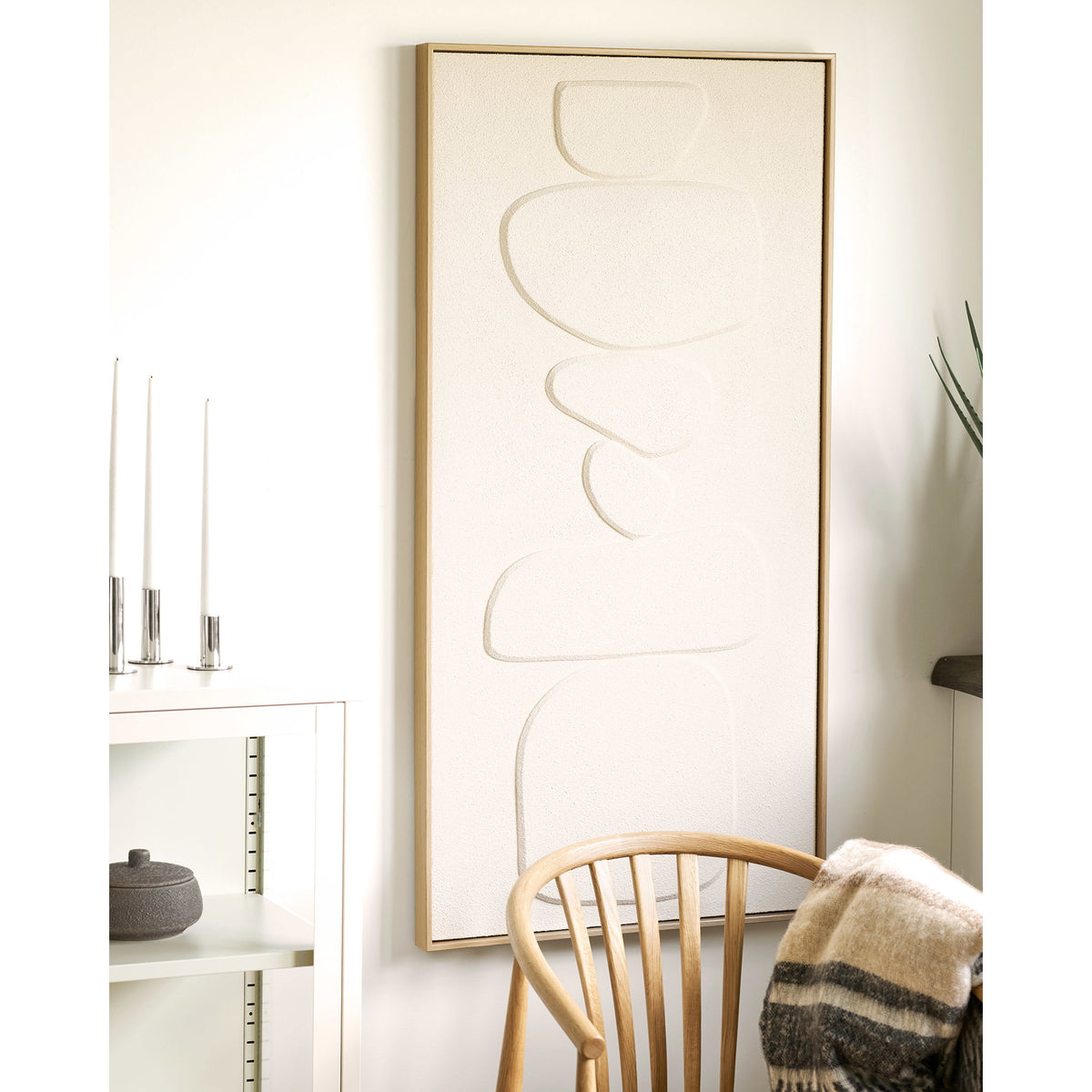 Lukas Nr. 1 Relief-Wandbild – Beige, 60 × 120 cm – Ansicht 4