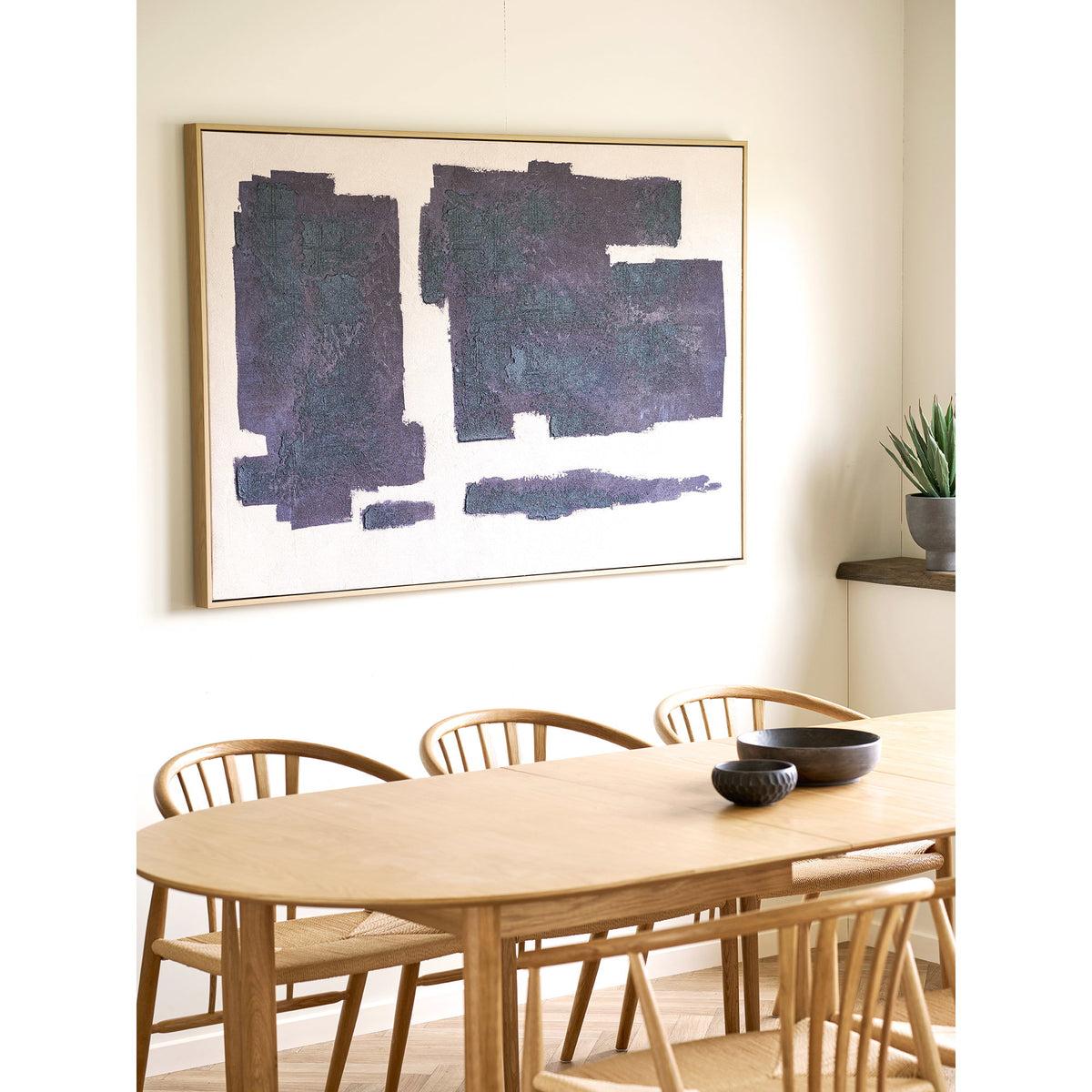 Mateo Leinwandbild mit handgemalten Details – Beige/Blau, 100 × 150 cm – Ansicht 4