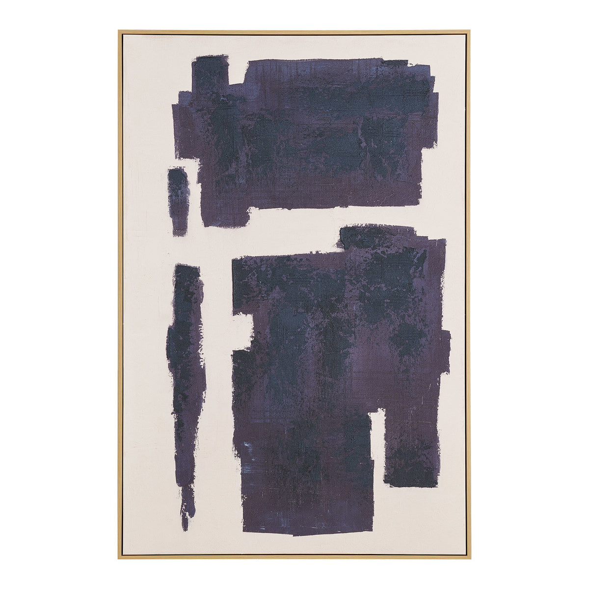 Mateo Leinwandbild mit handgemalten Details – Beige/Blau, 100 × 150 cm von Luiva Living