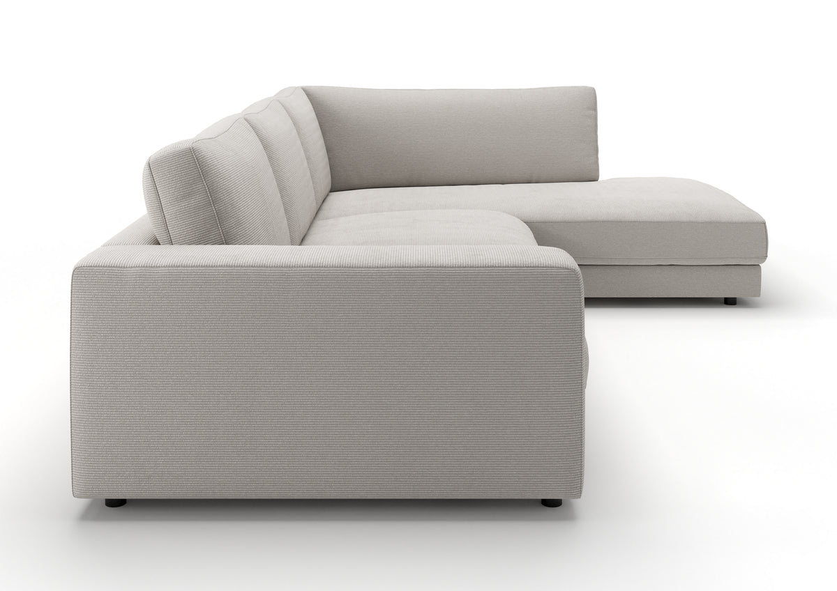 Skagen Ecksofa in L-Form in Feincord Weiß, Ecke rechts – Seitenansicht