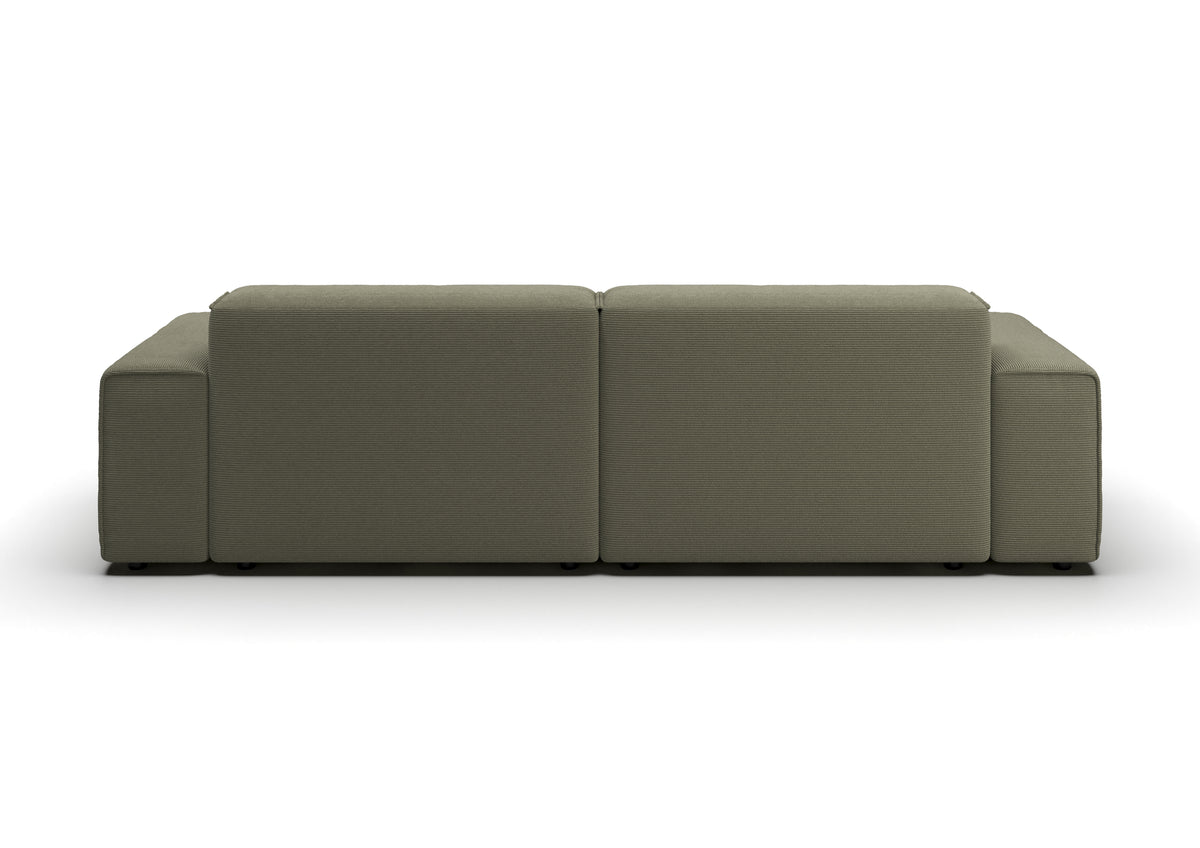 Lund 3-Sitzer-Sofa in Feincord Oliv – Rückansicht