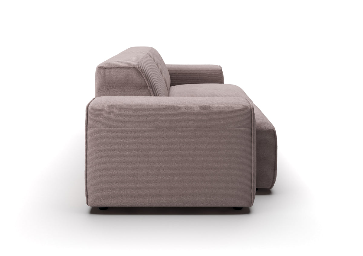 Lund 2,5-Sitzer-Sofa in Feincord Altrosa – Seitenansicht
