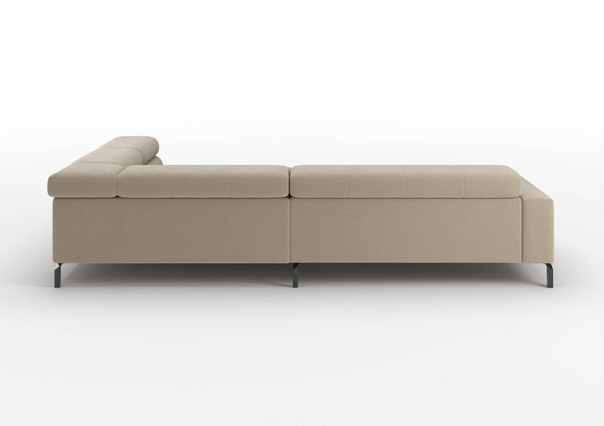 Kalmar Ecksofa in L-Form groß in Feincord Sand, Ecke rechts – Rückansicht