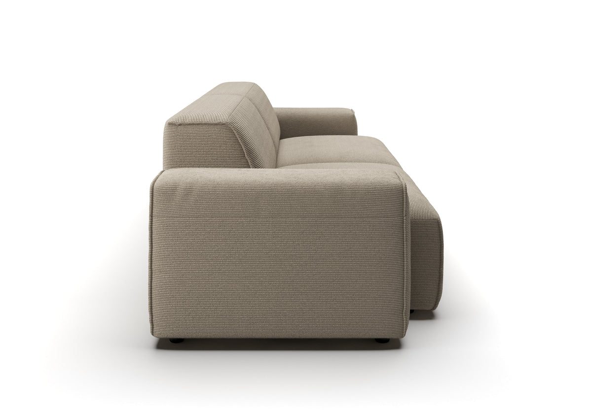 Lund 3-Sitzer-Sofa in Feincord Sand – Seitenansicht