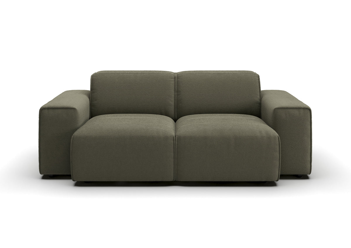 Lund 2-Sitzer-Sofa in Feincord Oliv – Ansicht von vorn