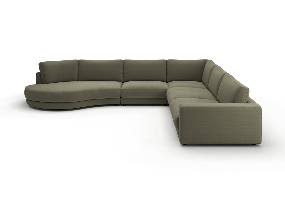 Skagen Wohnlandschaft rund in Feincord Oliv, Ecke links – Seitenansicht