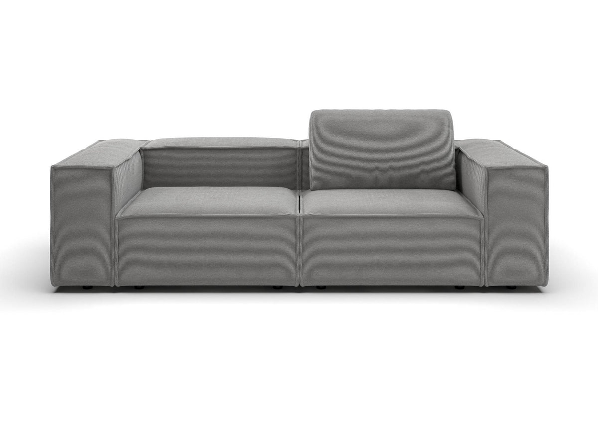 Bergen 2-Sitzer-Sofa kompakt in Feincord Grau – Ansicht von vorn