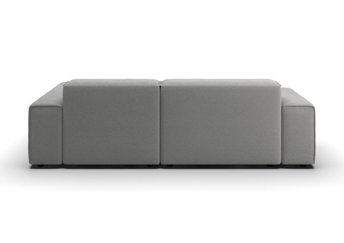Lund Ecksofa kompakt mit Ottomane in Feincord Grau, Ottomane rechts – Rückansicht