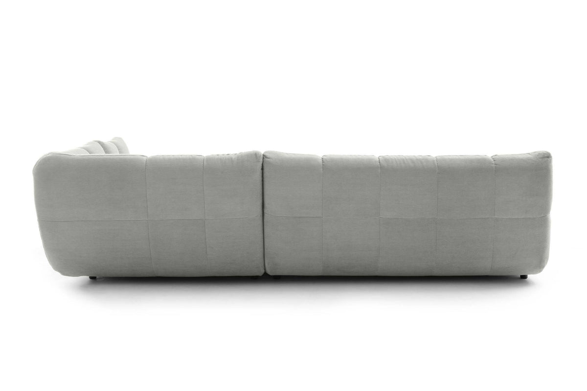 Ribe Ecksofa in L-Form in Feincord Grau, Ecke rechts – Rückansicht
