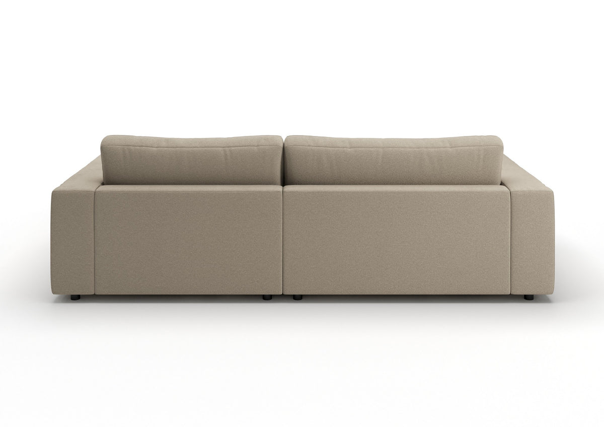 Skagen Ecksofa mit Longchair in Feincord Sand, Longchair rechts – Rückansicht