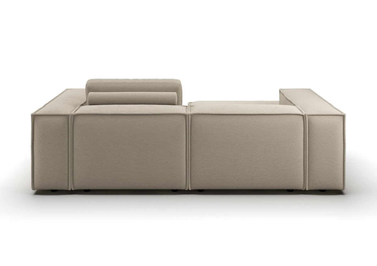 Bergen Ecksofa kompakt mit Longchair in Feincord Sand, Longchair links – Rückansicht